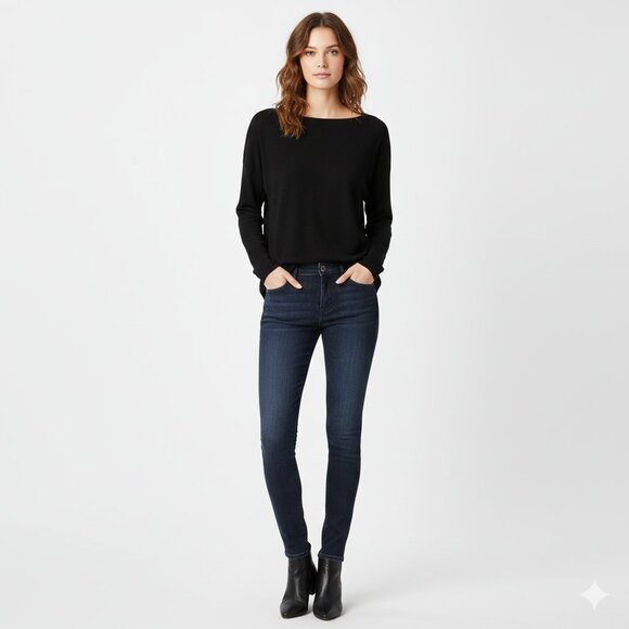 LORD & TAYLOR 424 Fifth Women's Sweater Top Spandex Nylon Knit Stretch Black - Picture 15 of 15